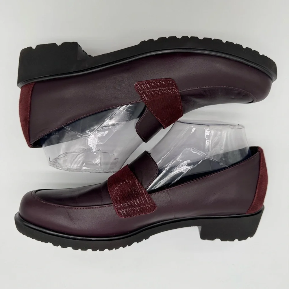 Munro Geena Wine Purple Leather Loafer Size 8 M - Picture 6 of 11